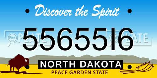 55655I6 North Dakota License Plate