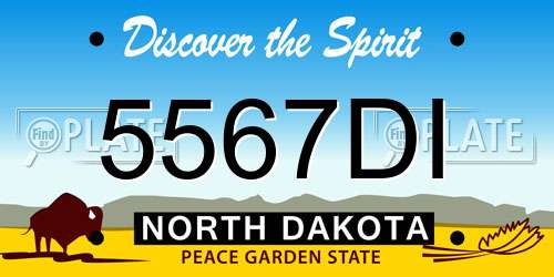 5567DI North Dakota License Plate