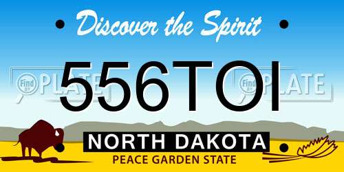 556TOI North Dakota License Plate