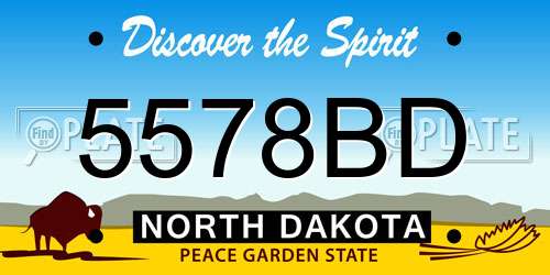 5578BD North Dakota License Plate