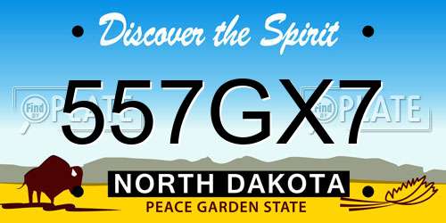 557GX7 North Dakota License Plate