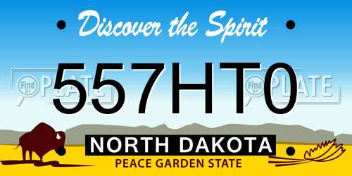 557HT0 North Dakota License Plate