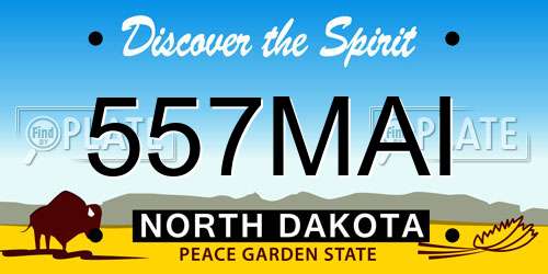 557MAI North Dakota License Plate