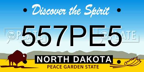 557PE5 North Dakota License Plate