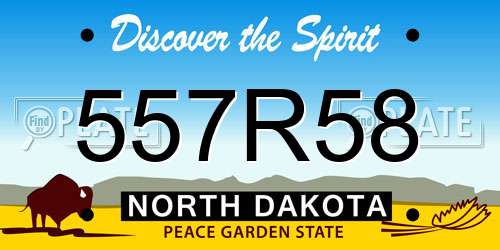 557R58 North Dakota License Plate