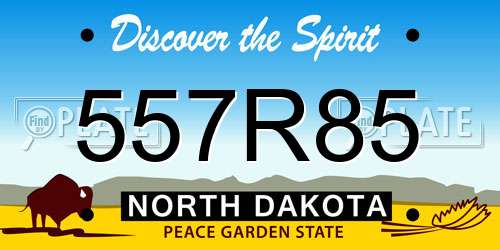 557R85 North Dakota License Plate