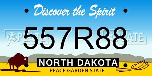 557R88 North Dakota License Plate