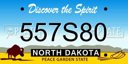 557S80 North Dakota License Plate