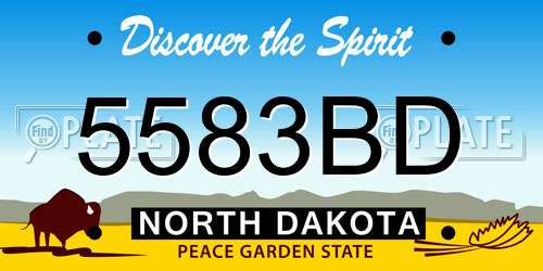 5583BD North Dakota License Plate
