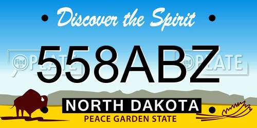 558ABZ North Dakota License Plate