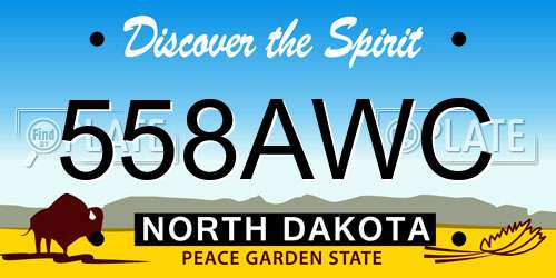 558AWC North Dakota License Plate