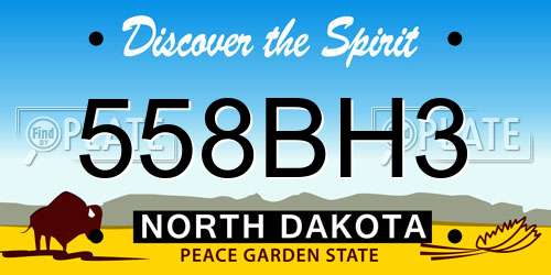 558BH3 North Dakota License Plate