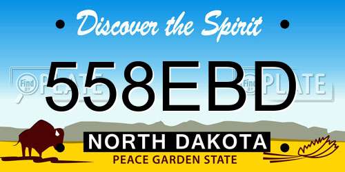 558EBD North Dakota License Plate