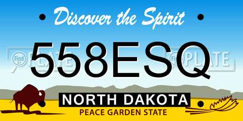 558ESQ North Dakota License Plate