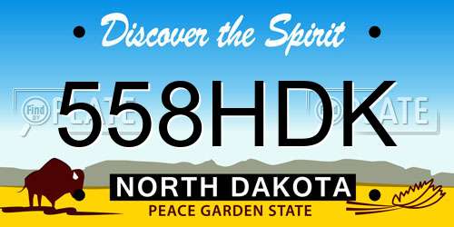 558HDK North Dakota License Plate