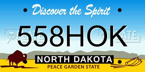 558HOK North Dakota License Plate