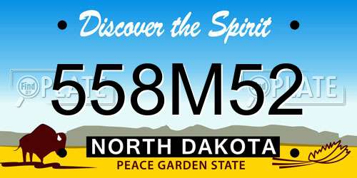 558M52 North Dakota License Plate