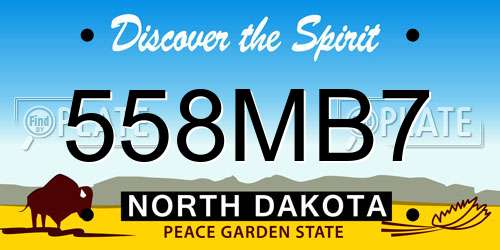 558MB7 North Dakota License Plate
