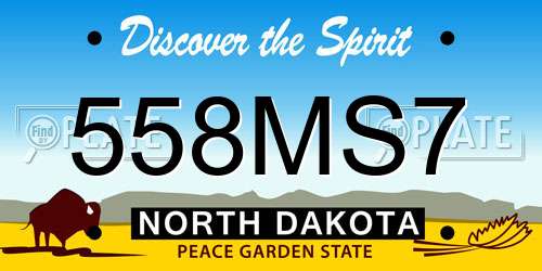 558MS7 North Dakota License Plate
