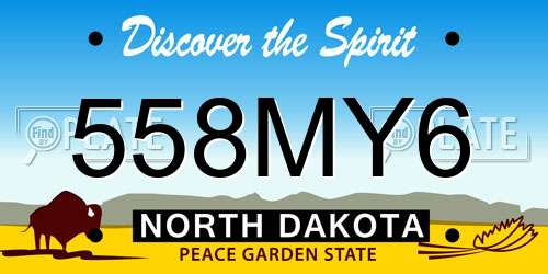 558MY6 North Dakota License Plate