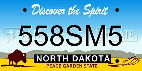 558SM5 North Dakota License Plate