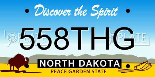 558THG North Dakota License Plate