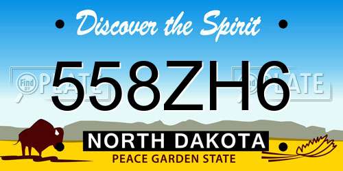 558ZH6 North Dakota License Plate