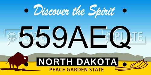 559AEQ North Dakota License Plate