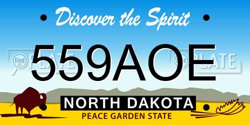 559AOE North Dakota License Plate