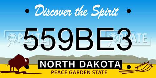 559BE3 North Dakota License Plate