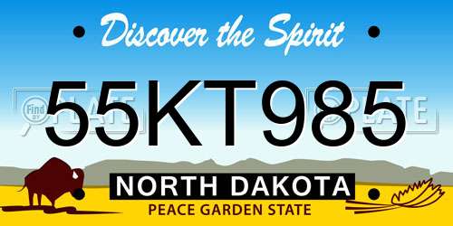 55KT985 North Dakota License Plate