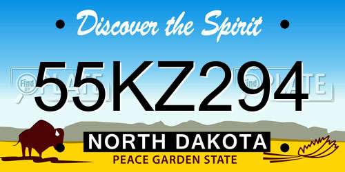 55KZ294 North Dakota License Plate