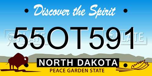 55OT591 North Dakota License Plate
