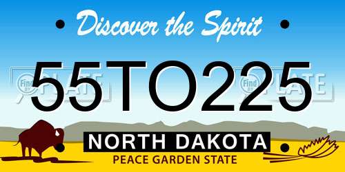 55TO225 North Dakota License Plate