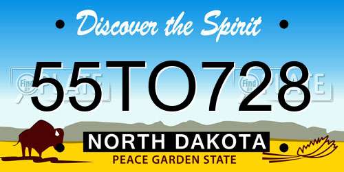 55TO728 North Dakota License Plate