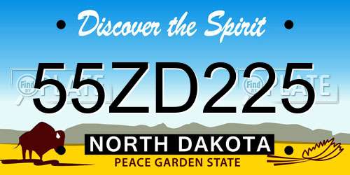 55ZD225 North Dakota License Plate