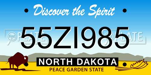 55ZI985 North Dakota License Plate