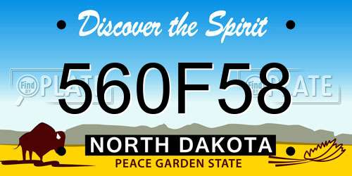 560F58 North Dakota License Plate