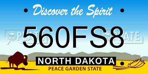 560FS8 North Dakota License Plate