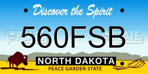 560FSB North Dakota License Plate