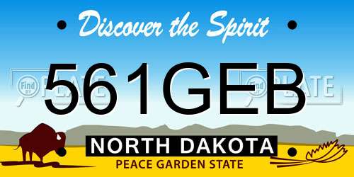 561GEB North Dakota License Plate