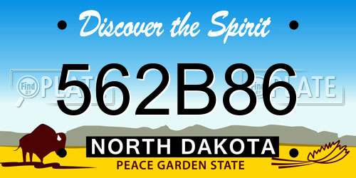 562B86 North Dakota License Plate
