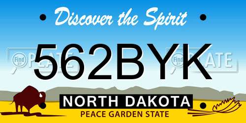 562BYK North Dakota License Plate