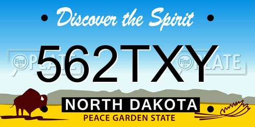 562TXY North Dakota License Plate