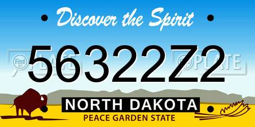 56322Z2 North Dakota License Plate