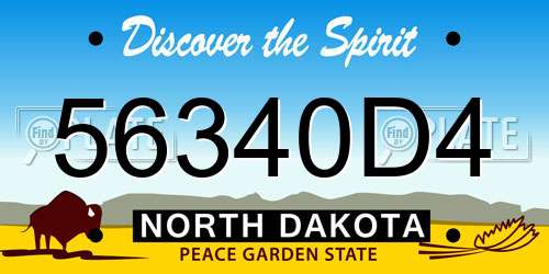 56340D4 North Dakota License Plate