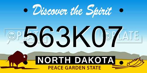 563K07 North Dakota License Plate