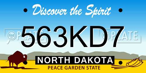 563KD7 North Dakota License Plate