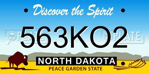 563KO2 North Dakota License Plate
