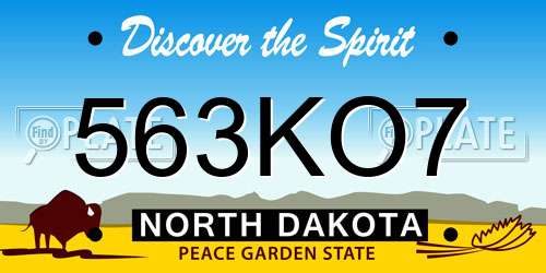 563KO7 North Dakota License Plate